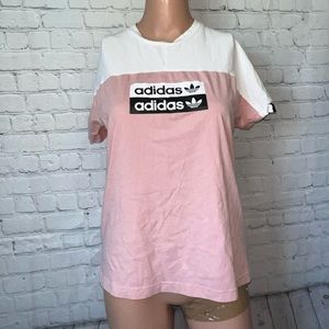 adidas pink & white shirt size S